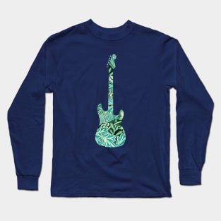 S-Style Electric Guitar Leaves Pattern Long Sleeve T-Shirt